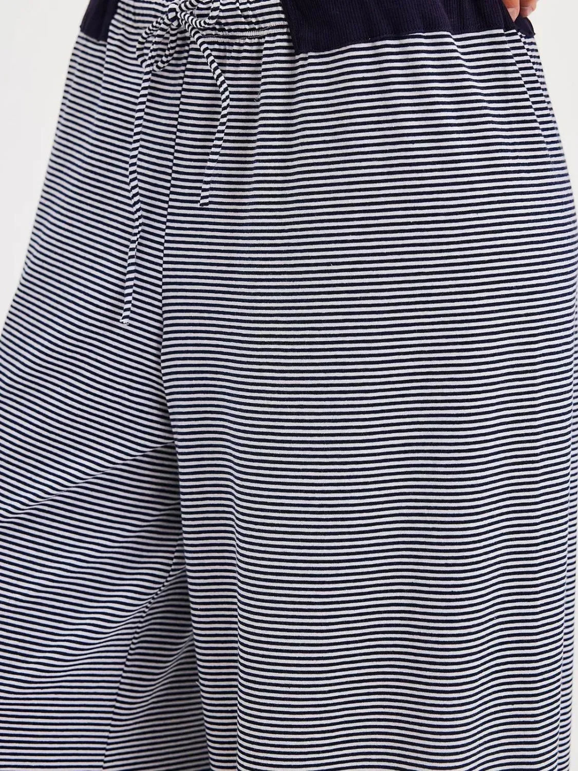 Drawstring Striped Wide Leg Pants - DAVERRI FASHIONS