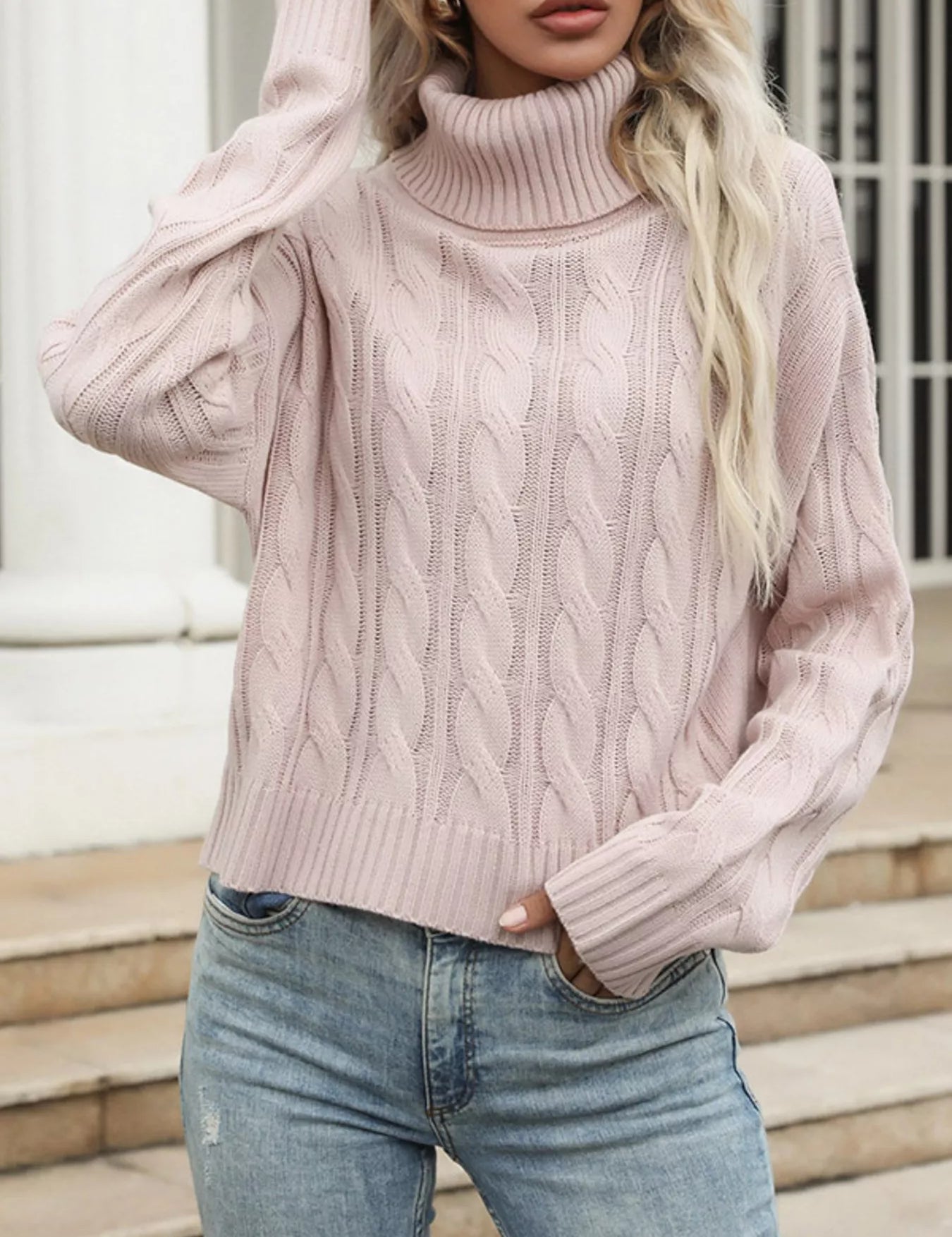 Cable Knit Turtleneck Sweater | Sweaters Daverri Fashions
