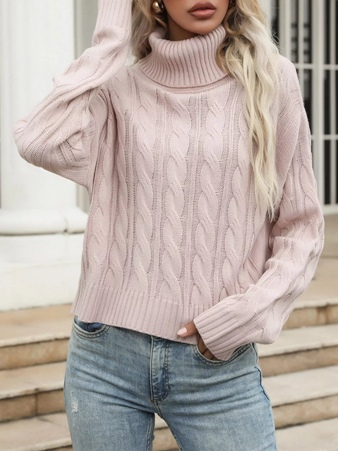 Cable Knit Turtleneck Sweater | Sweaters Daverri Fashions