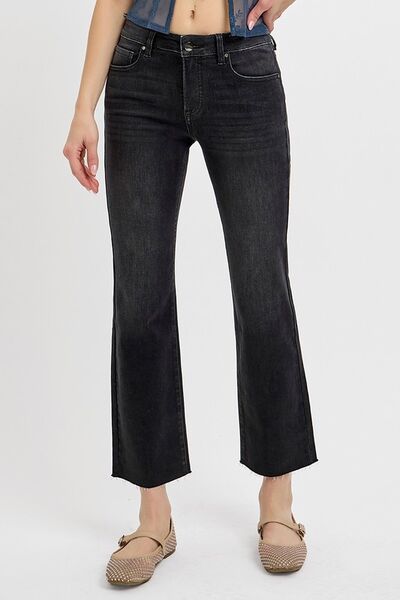 RISEN Tummy Control Mid Rise Crop Straight Jeans