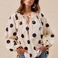 BiBi Polka Dot Exaggerated Balloon Sleeves Blouse - DAVERRI FASHIONS