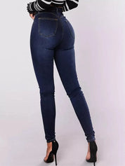 Full Size High-Waisted Double-Breasted Skinny Jeans Plus Size | Jeans Daverri Fashions