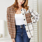 Double Take Plaid Contrast Button Up Shirt Jacket Shackets