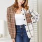 Double Take Plaid Contrast Button Up Shirt Jacket Shackets