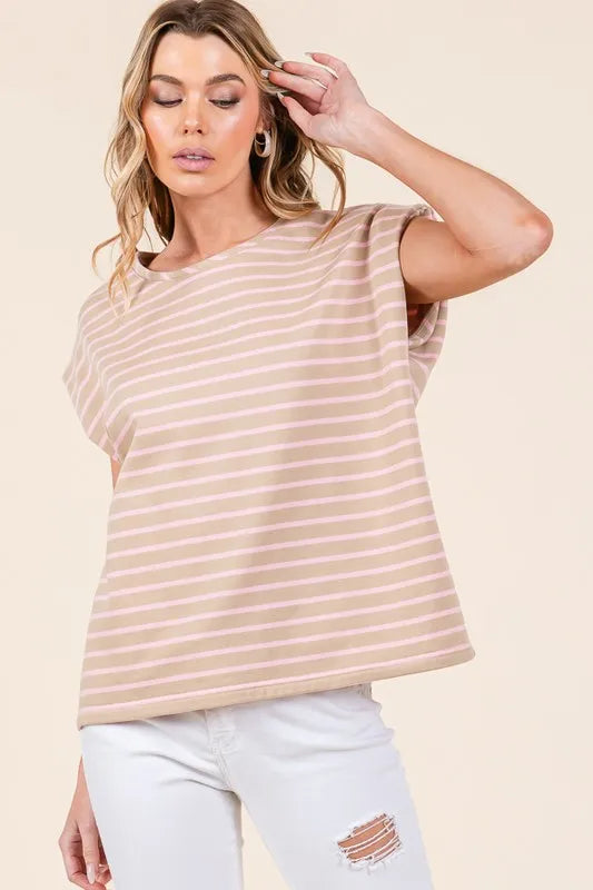 Lime 'N' Chili Striped Muscle Sleeve Top