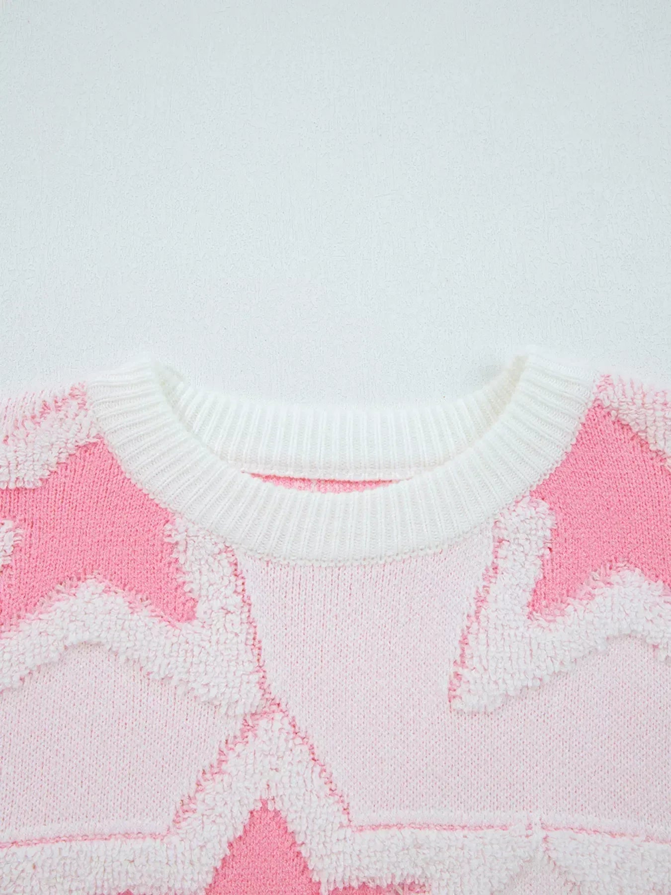 Oversized Star Pattern Ribbed Edge Drop Shoulder Sweater - DAVERRI FASHIONS