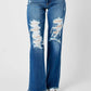 Judy Blue Full Size Mid Rise Distressed Raw Hem Jeans
