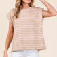Lime 'N' Chili Striped Muscle Sleeve Top TAUPE S