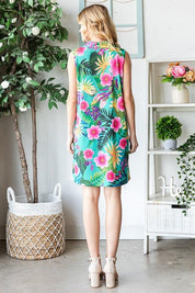 Heimish Full Size Floral Johnny Collar Sleeveless Dress | Mini Dresses Daverri Fashions