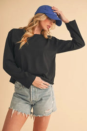 Aemi+Co Round Neck Long Sleeve T-Shirt | Daverri Fashions