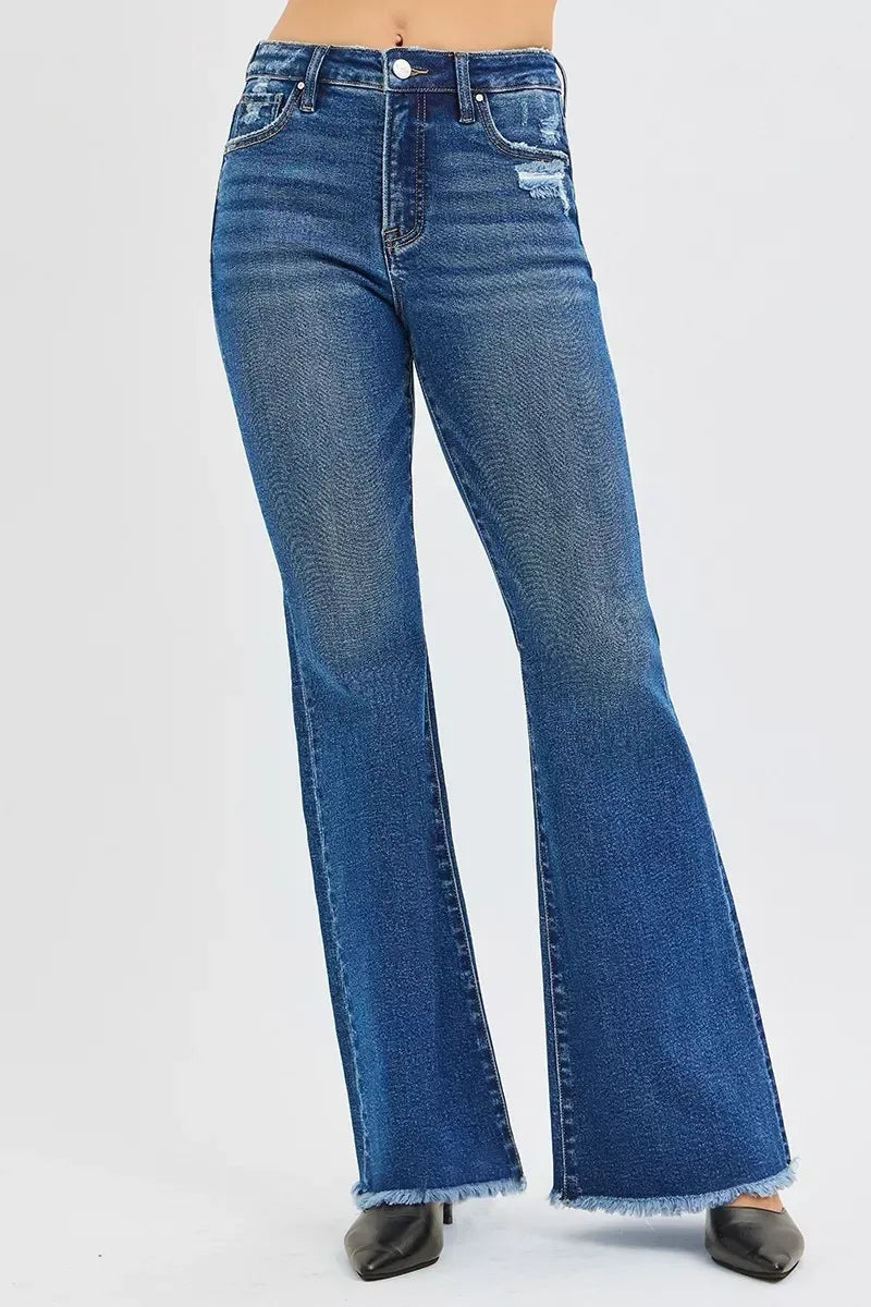 RISEN High Rise Flare Jeans - DAVERRI FASHIONS