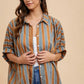 Annie Wear Oversized Drop Shoulder Striped Woven Shirt