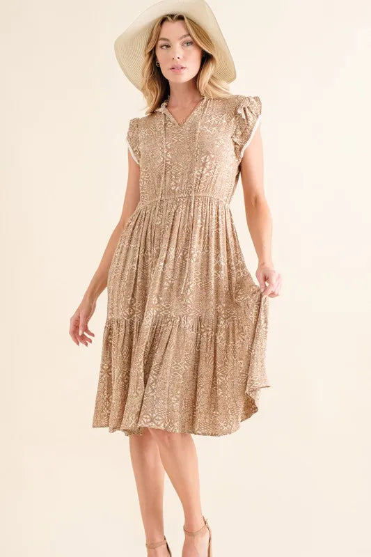 And The Why Boho Printed Tiered Dress Knee Length Dresses