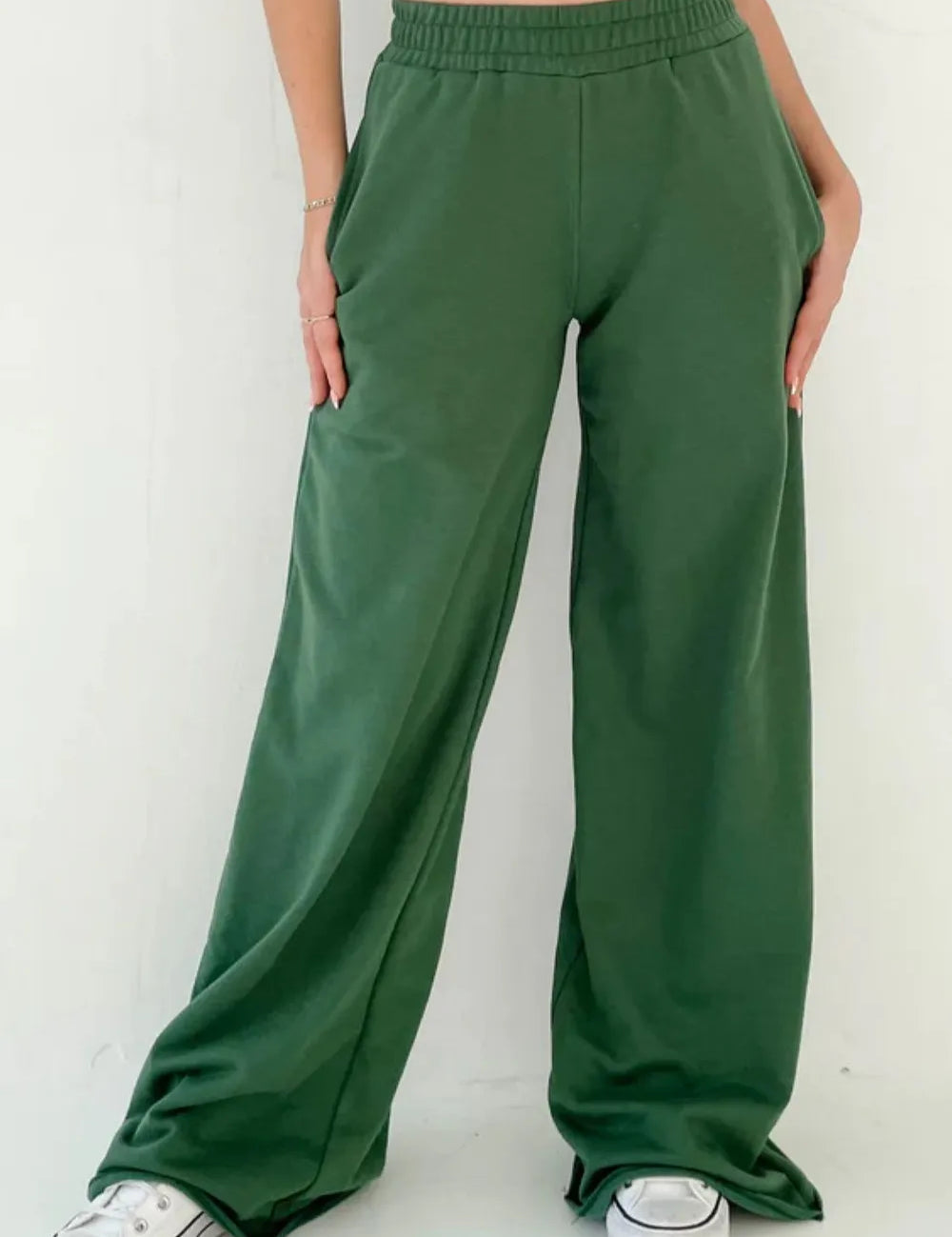 Elastic Waist Wide Leg Pants | Pants Daverri Fashions