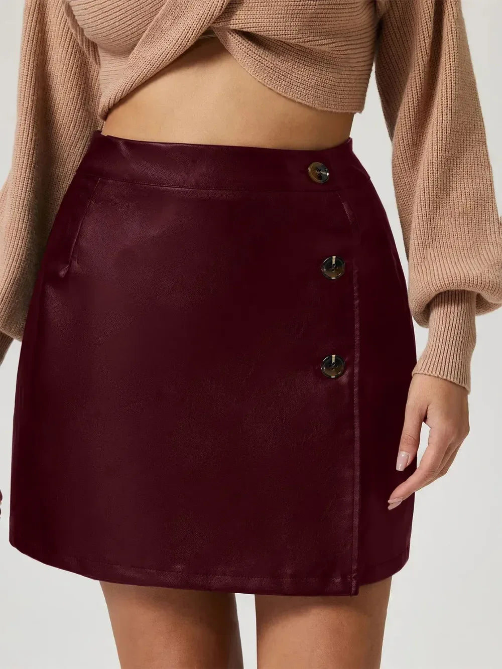 Buttoned High Rise Mini Skirt - DAVERRI FASHIONS