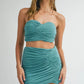 MABLE Ruched Tube Crop Top and Skirt Set Outfit Sets