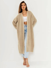 Open Front Long Sleeve Longline Cardigan | Cardigans Daverri Fashions