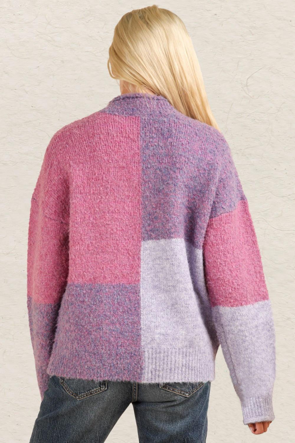 VERY J Color Block Mock Neck Drop Shoulder Sweater Sweaters