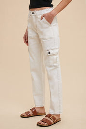 Annie Wear Straight Leg Jeans with Cargo Pockets White Bottoms