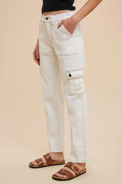 Annie Wear Straight Leg Jeans with Cargo Pockets - DAVERRI FASHIONS
