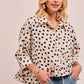 BiBi Polka Dot Printed Peplum Top with Front Button - DAVERRI FASHIONS