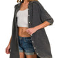 Zenana Washed Double Gauze Button Down Shirt Dress