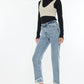 Kancan Raw Hem High Rise Straight Jeans - DAVERRI FASHIONS