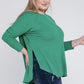 Plus Melange Baby Waffle Long Sleeve Top Plus Tops
