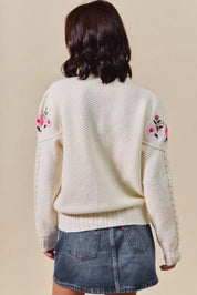 SO ME Floral Embroidered Coquette Sweater Cardigan | Cardigans Daverri Fashions