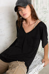 POL V-Neck Short Sleeve T-Shirt - DAVERRI FASHIONS