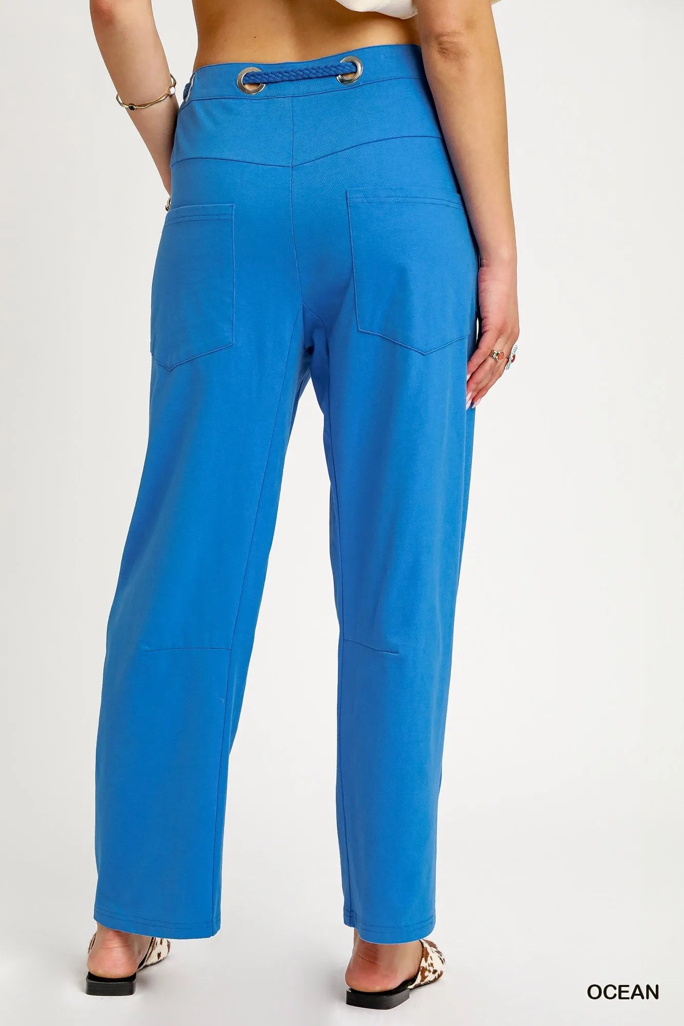 Umgee Drawstring Wide Leg Casual Pants Pants