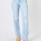 Judy Blue Full Size High Waist Distressed Straight Jeans Light 20W Jeans