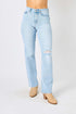 Judy Blue Full Size High Waist Distressed Straight Jeans Light 20W Jeans