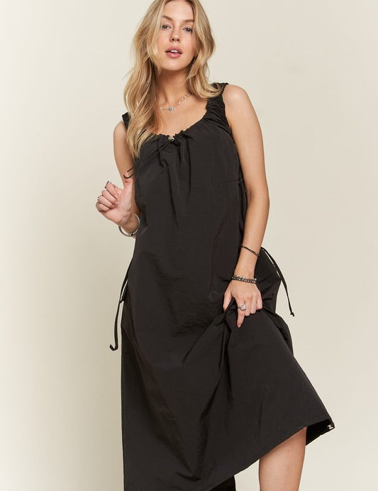 ADORA Drawstring Slit Back Cargo Dress