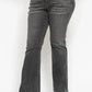 Judy Blue Full Size Mid Rise Tummy Control Washed Gray Release Hem Flare Jeans Plus Size - DAVERRI FASHIONS