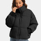 Zip Up Turtleneck Long Sleeve Puffer Jacket - DAVERRI FASHIONS