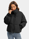 Zip Up Turtleneck Long Sleeve Puffer Jacket - DAVERRI FASHIONS
