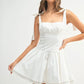 MABLE Shoulder Tie Corset Panel Mini Dress OFF WHITE M