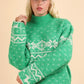 VERY J Christmas Element Mock Neck Long Sleeve Sweater - DAVERRI FASHIONS