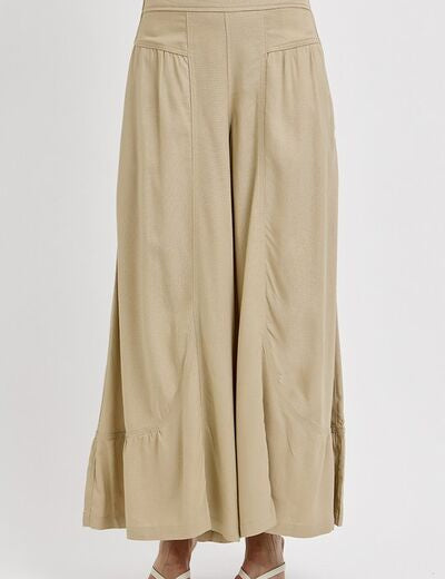 RISEN Shirring Detail Wide Leg Pants