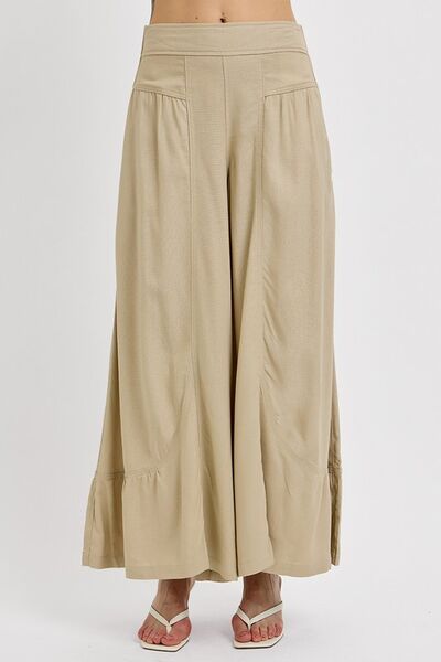 RISEN Shirring Detail Wide Leg Pants