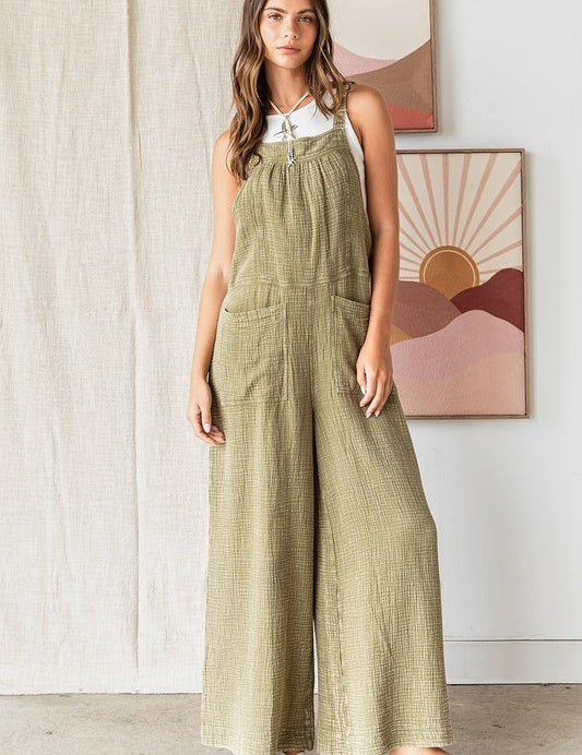 Mittoshop Textured Wide Leg Overalls