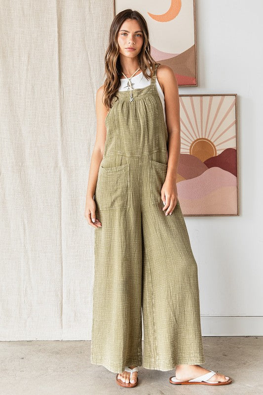 Mittoshop Textured Wide Leg Overalls