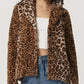Fuzzy Leopard Collared Neck Jacket - DAVERRI FASHIONS