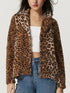 Fuzzy Leopard Collared Neck Jacket - DAVERRI FASHIONS