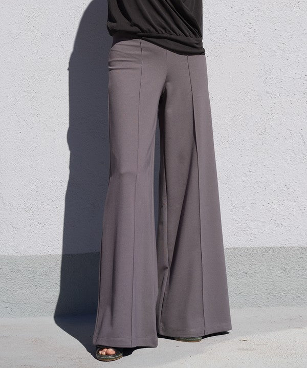 Bamboo Wide Leg Ponte Pants GREY Pants