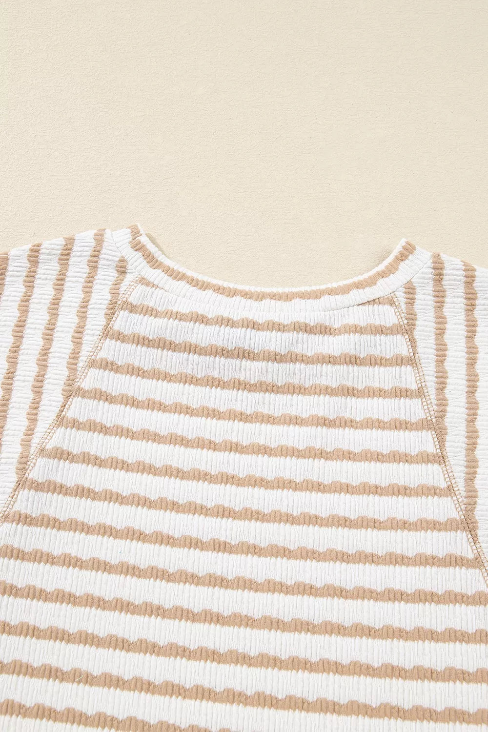 Daverri Fashions ribbed striped textured knit half-sleeve loose top