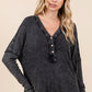 Mittoshop Washed V-Neck Long Sleeve Blouse - DAVERRI FASHIONS
