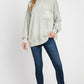 Zenana Halo light gray oversized sweatshirt with front pocket ruffled cuffs