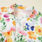 Floral boxy fit ruffled short sleeve blouse in vibrant watercolor print